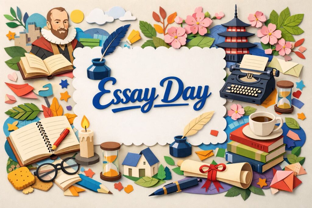 2月28日のエッセイ記念日を解説。モンテーニュの誕生日にちなむ由来、essai＝試みの意味、日本の随筆文化、KEGとの関わりまでわかりやすく紹介。