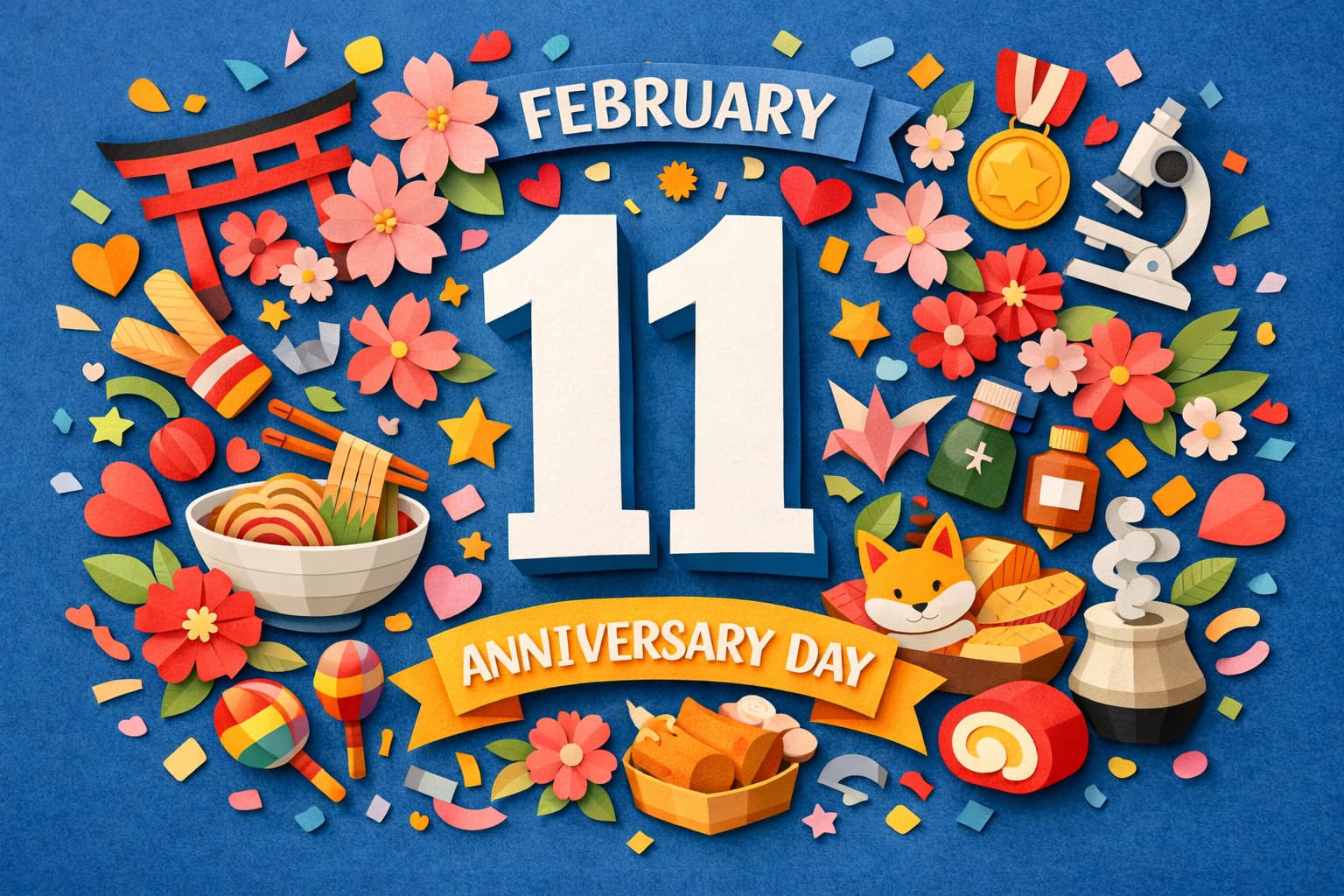 2月11日の記念日（建国記念の日、科学における女性と女児の国際デー、万歳三唱の日、文化勲章制定記念日、わんこそば記念日）を由来とあわせて紹介