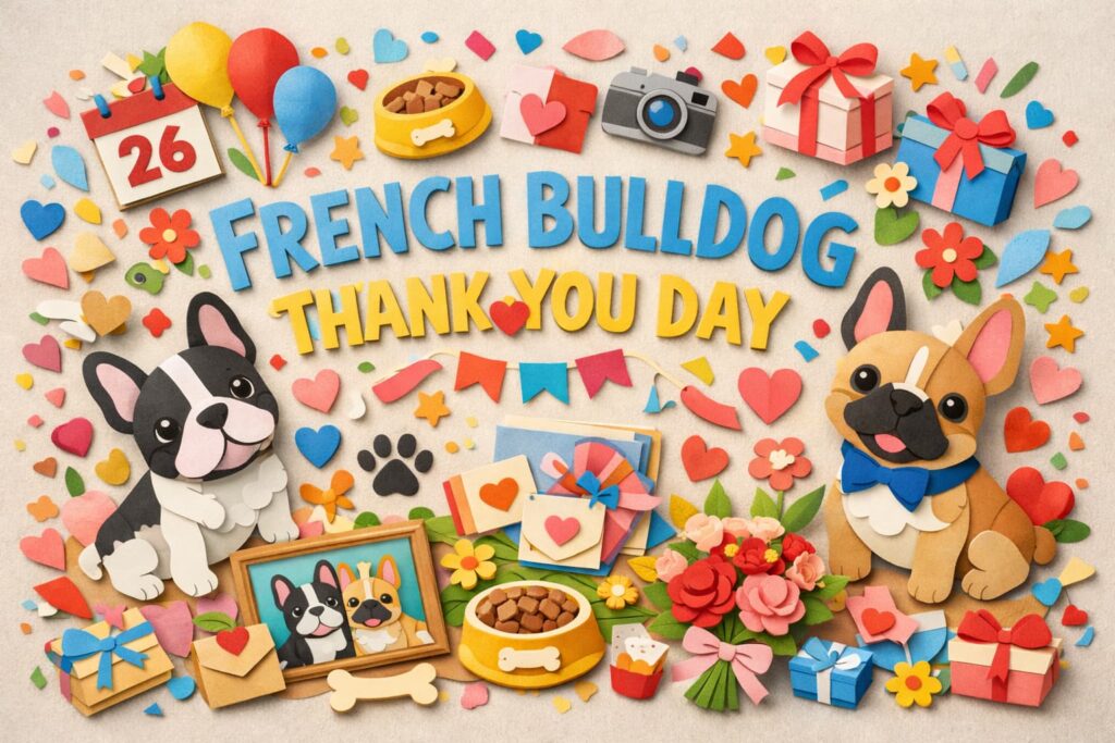 2月26日のフレンチ・ブルドッグありがとうの日を解説。語呂合わせの由来、制定者、2025年の認定登録情報、過ごし方と特徴が分かります。