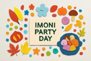 山形県中山町発祥の「芋煮会の日」を祝う郷土料理のイベント。芋煮を囲んだ家族や友人の笑顔。