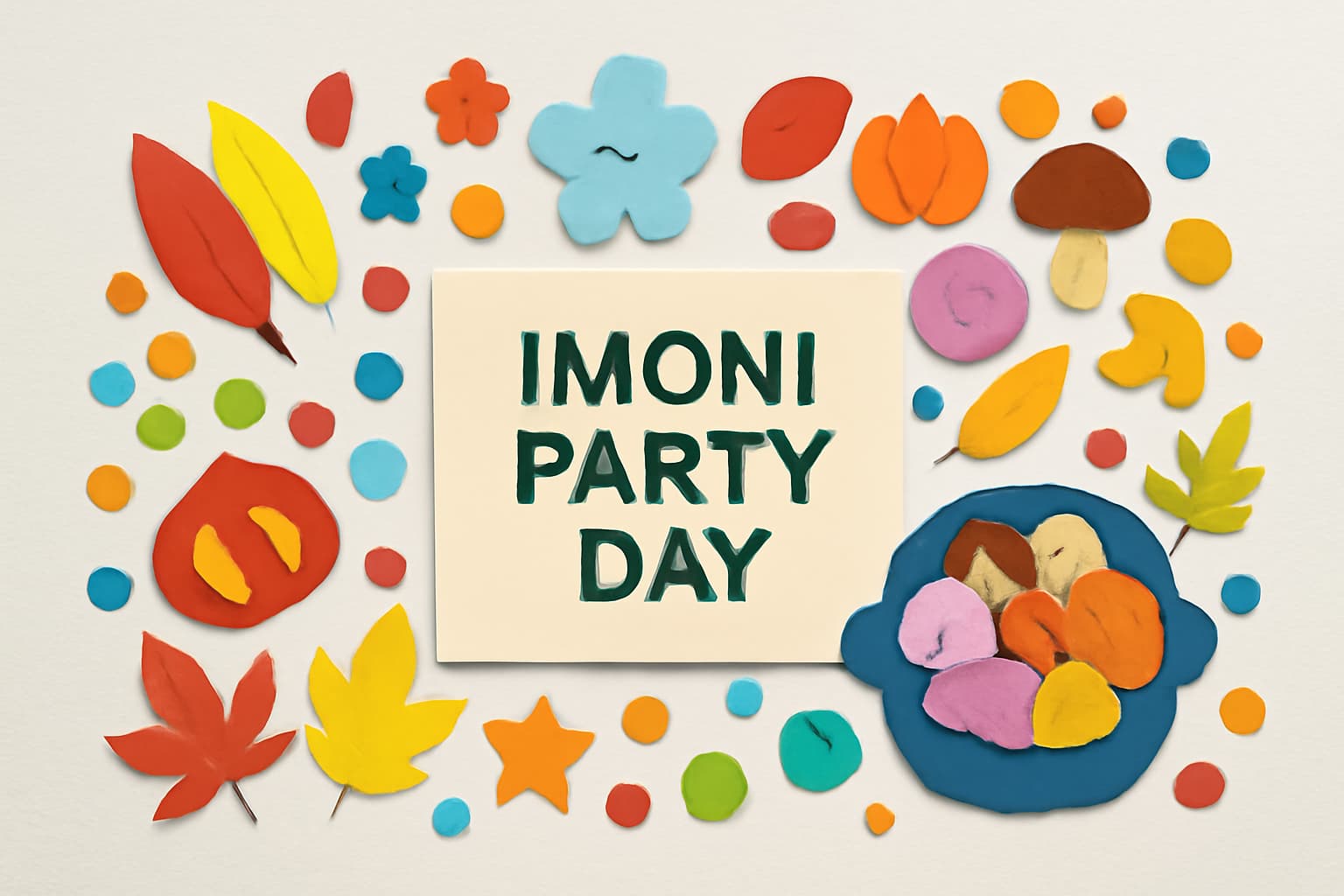 山形県中山町発祥の「芋煮会の日」を祝う郷土料理のイベント。芋煮を囲んだ家族や友人の笑顔。