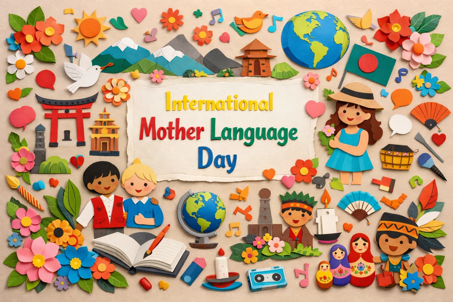 国際母語デーの由来やバングラデシュの言語運動、ユネスコ制定の背景、母語と文化の多様性の大切さを解説する内容