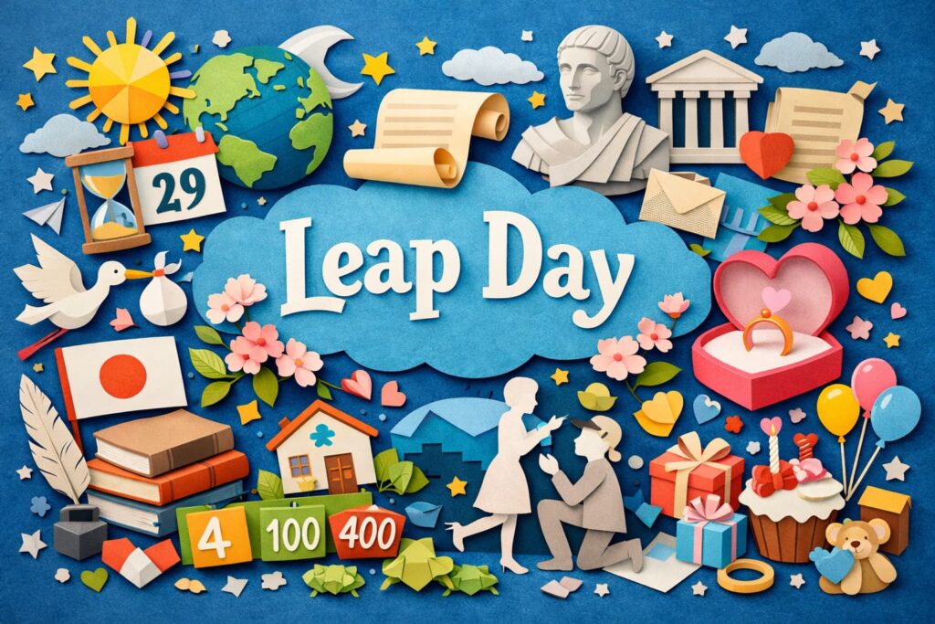 うるう日（2月29日）の意味と由来をやさしく解説します。閏年の4・100・400ルール、2月に置く理由、日本の戸籍表記と年齢計算まで整理します。