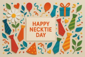 ネクタイの日（10月1日 記念日）の由来や意味、日本初の国産ネクタイ誕生と日本ネクタイ組合連合会による制定を紹介するブログ用イメージ