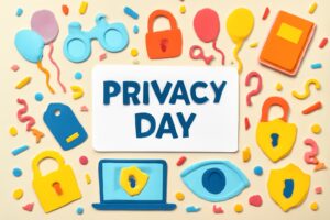プライバシーデーの歴史的背景と現代におけるプライバシー権の重要性を伝えるイメージ