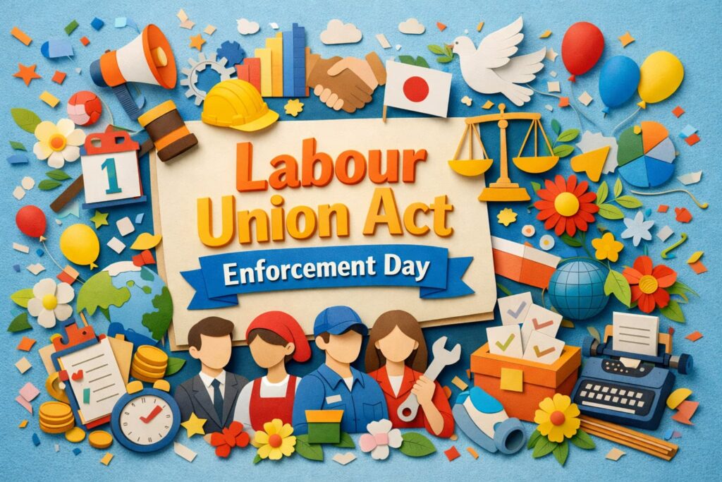 3月1日の労働組合法施行記念日を解説。1946年3月1日に旧労働組合法が施行された背景、GHQと帝国議会の流れ、労働三権と労働三法の違い、豆知識とFAQをまとめて理解できます。