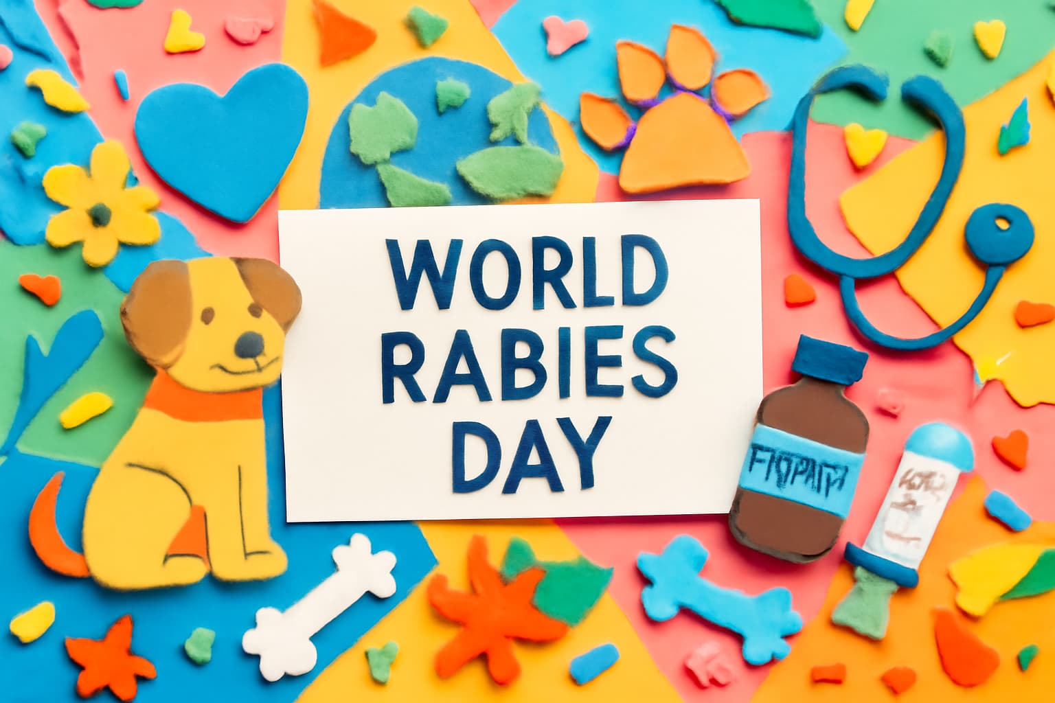 世界狂犬病デーの重要性と予防活動を紹介するブログ記事に関連するカラフルなデザイン