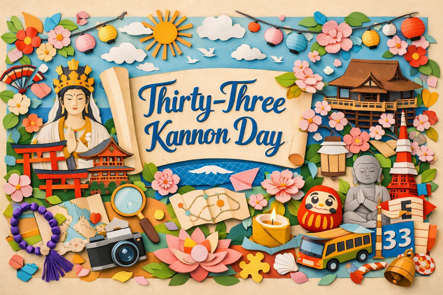 三十三観音の日(3月3日)の由来は三十三観音ネットワーク会議。33の意味や三十三応現身、西国・坂東・江戸の観音霊場もやさしく解説。