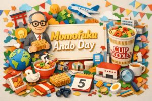 安藤百福の日（3月5日 記念日）の由来と功績を解説。チキンラーメン、カップヌードルの発明、創造力の魅力や関連施設の豆知識も紹介。
