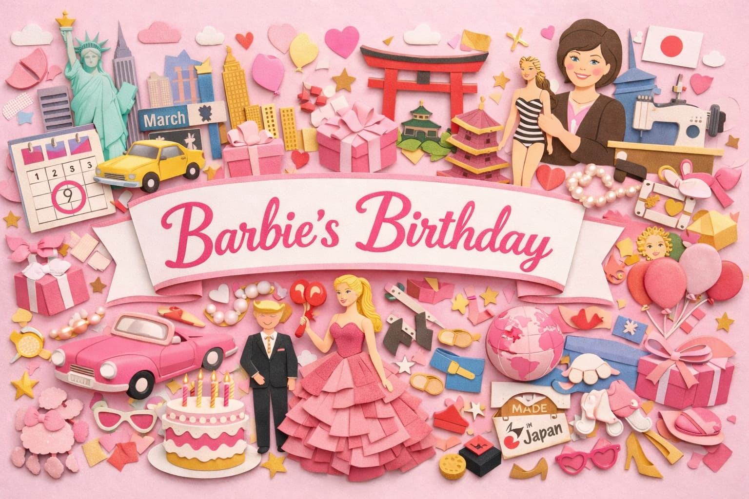 3月9日のバービー人形の誕生日を解説。1959年NY玩具フェアでのデビュー、日本製だった初期モデル、3ドル価格の背景や関係者を紹介