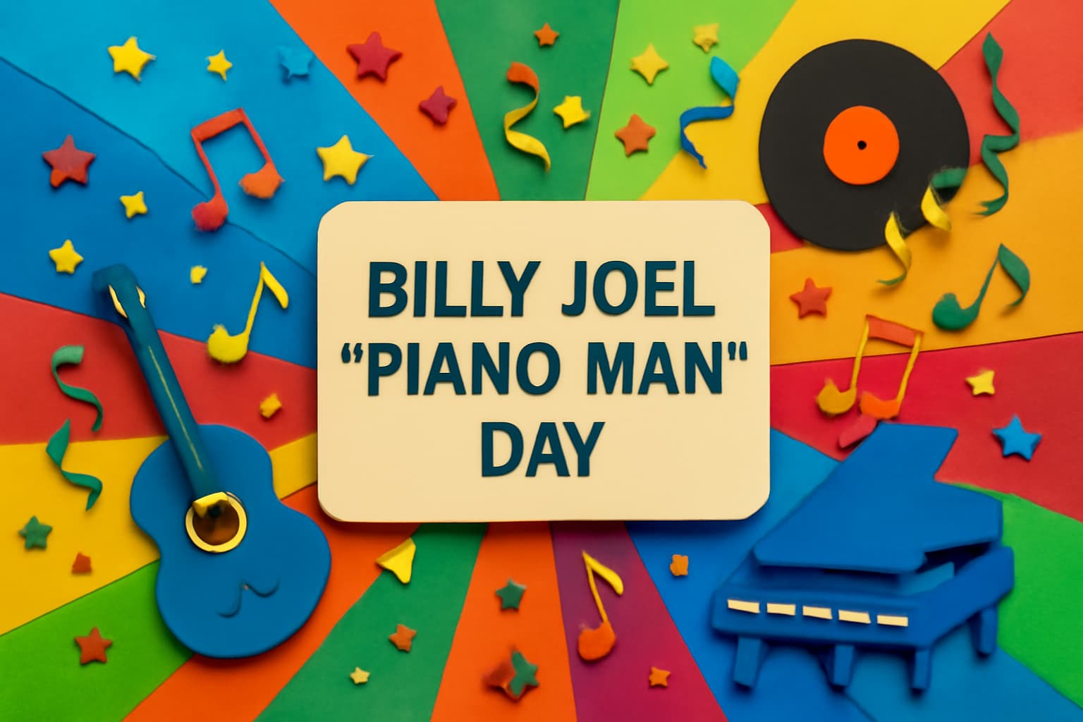 ビリー・ジョエルの「ピアノ・マン」のリリース日を祝う記念日、音楽ファンにとって特別な11月2日を象徴するデザイン。