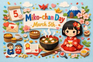 3月5日のみ子ちゃんの日を解説。語呂合わせの由来、2025年3月3日の認定、み子ちゃん誕生秘話や神州一味噌の会社情報まで紹介。