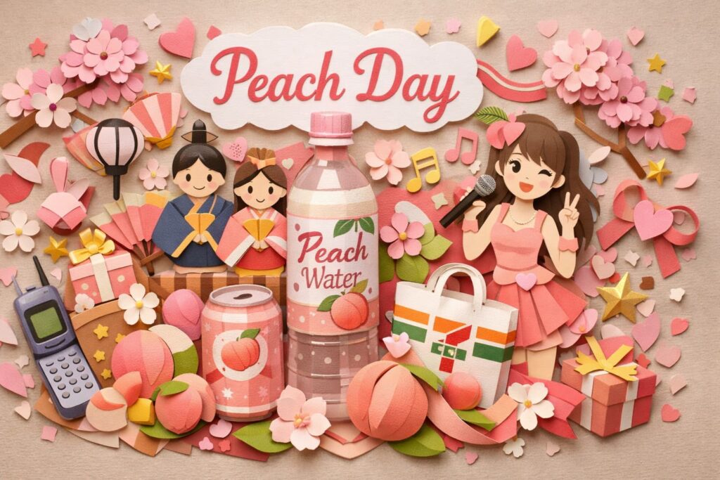 桃の日（3月3日）はJTが1999年に桃の天然水PRで制定。1998年の華原朋美CM「ヒューヒュー」、販売終了と2016年9月の復活まで解説します。