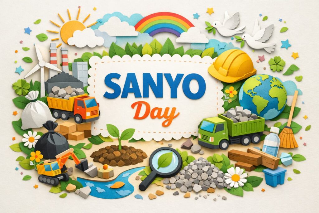 サンヨーの日（3月4日 記念日）は社名の語呂が由来。岩国市の株式会社サンヨーが産業廃棄物を人工砕石・再生土へ再生し、地域清掃も行う記念日を解説。