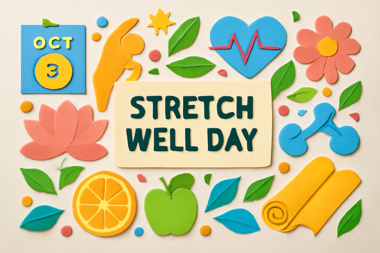 ストレッチウェルの日に心と体の柔軟性を高め、健康を促進するための記念日を祝うイラスト