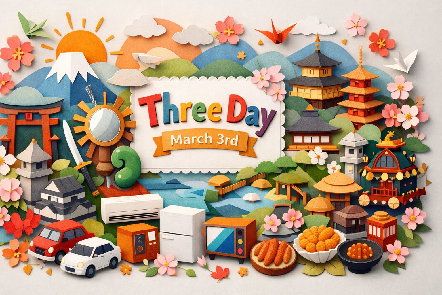 三の日(3月3日)は日本三大協会が1993年に制定。三種の神器、日本三景、3Cなど“3で括る文化”の由来と豆知識をわかりやすく解説します。