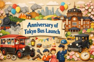 都バス開業の日の由来や歴史、関東大震災後に誕生した市営バスと円太郎バスのエピソードを通じて、東京の交通文化の歩みを解説する内容
