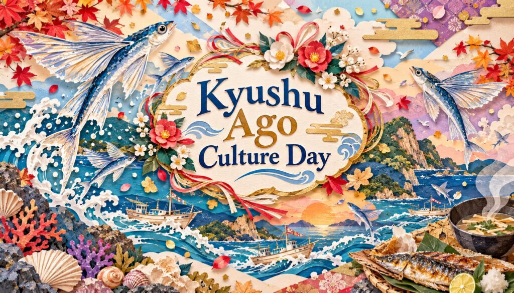 九州あご文化の日は10月15日。秋のあご漁と1（あ）5（ご）の語呂合わせに由来し、トビウオの料理やあごだしなど九州の食文化を伝える記念日です。