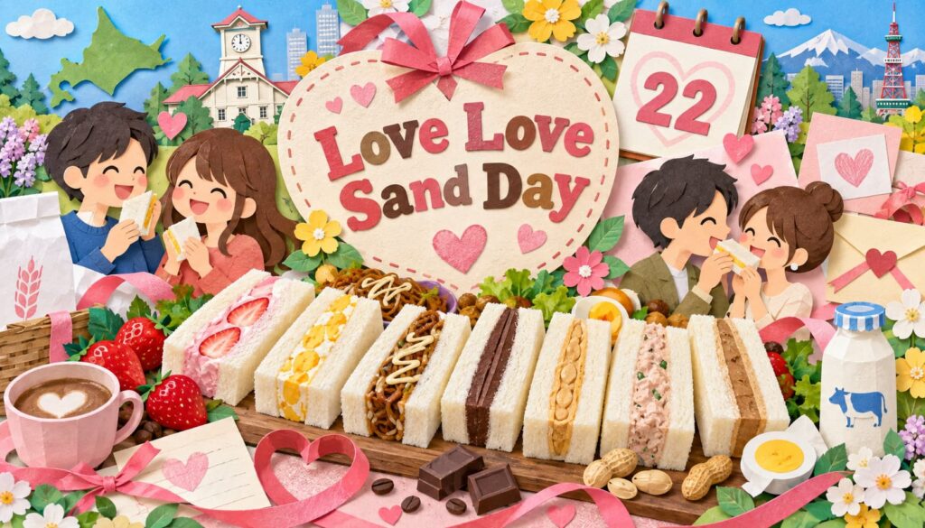 毎月22日はラブラブサンドの日。夫婦の語呂合わせによる由来や日糧製パンが制定した理由、北海道で1984年に誕生した商品の歴史を紹介。