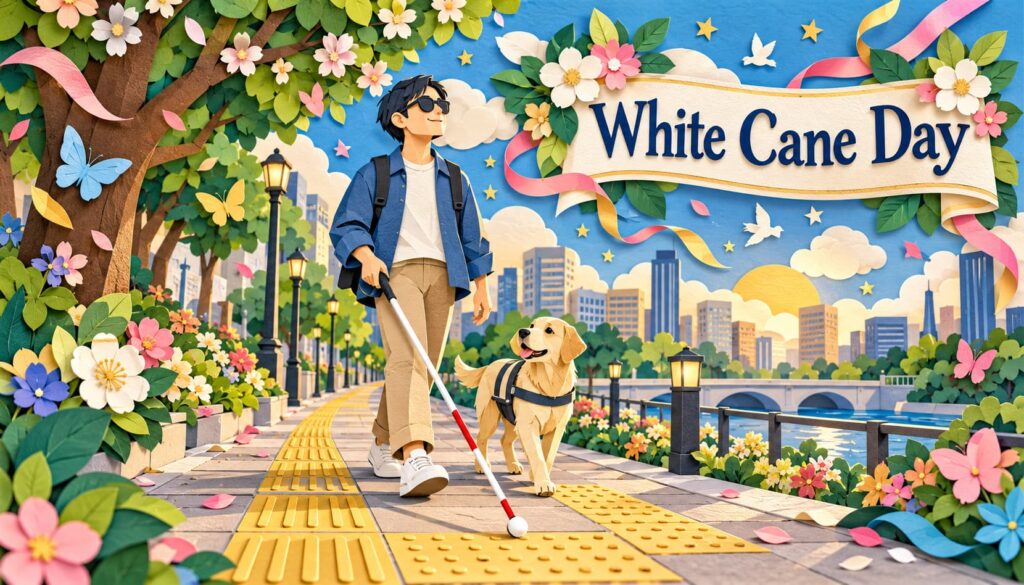 白杖の日は10月15日。国際白杖の日に由来する記念日の制定者と目的、白杖の3つの役割、街でできる配慮を紹介します。