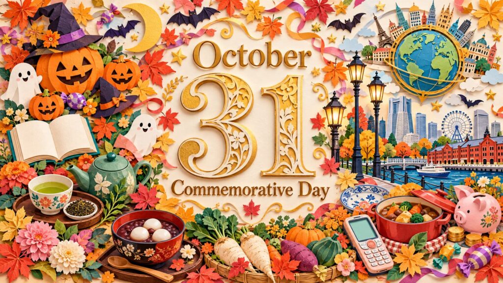 10月31日は何の日？ハロウィン、ガスの記念日、日本茶の日、出雲ぜんざいの日、世界都市デーの由来と歴史を紹介。